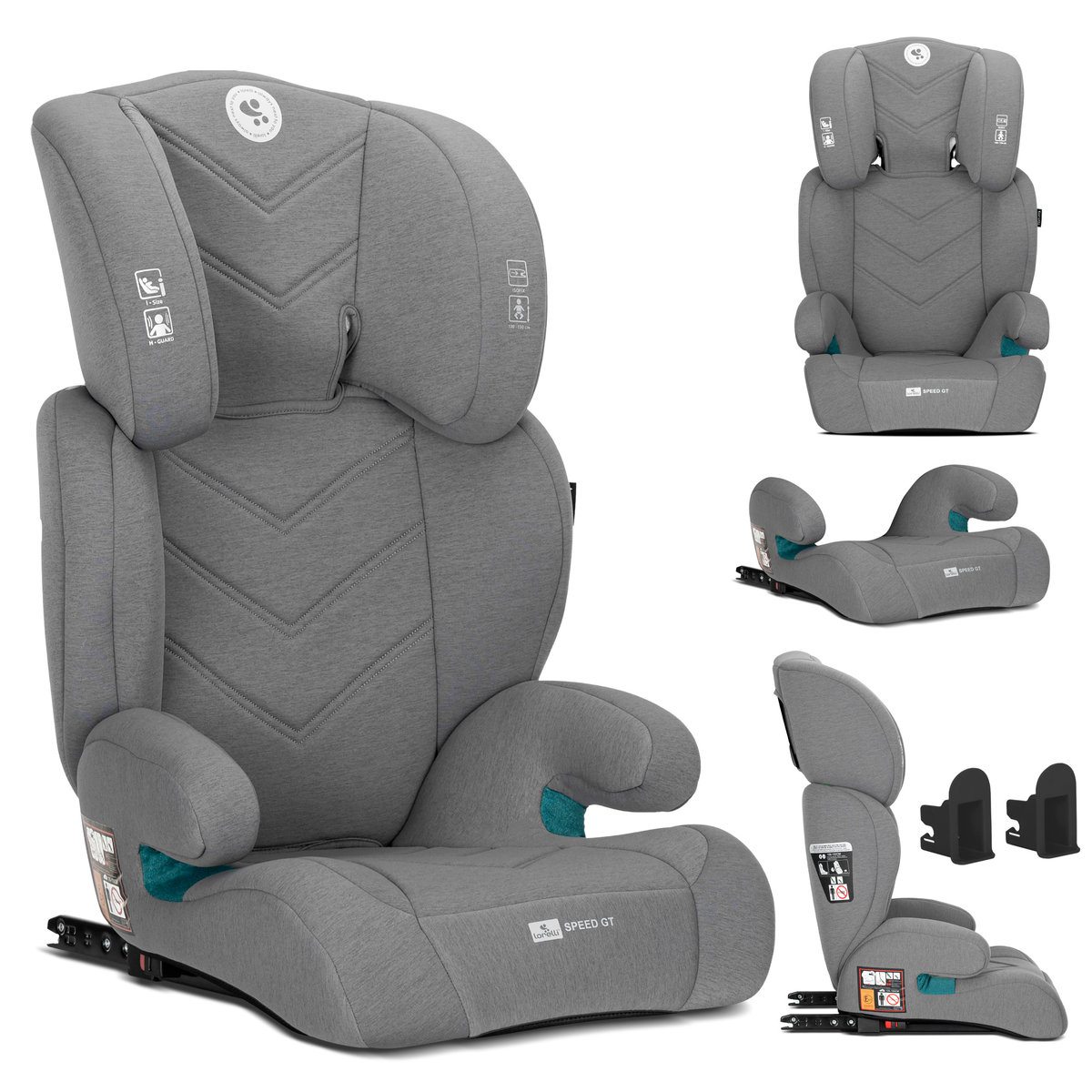 FOTELIK SAMOCHODOWY ISOFIX I-SIZE 100-150CM BLACK LORELLI SPEED GT + PODDUPNIK SZARY