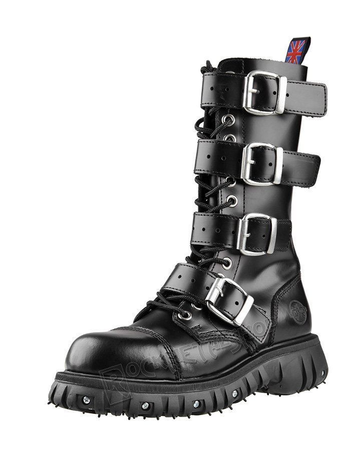 glany NEVERMIND - CZARNE (14 dziurek + 4 klamry) polerowane-45