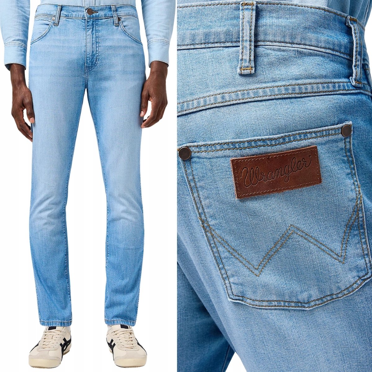 Wrangler LARSTON Slate Shade dopasowane spodnie jeansowe na lato W31 L30