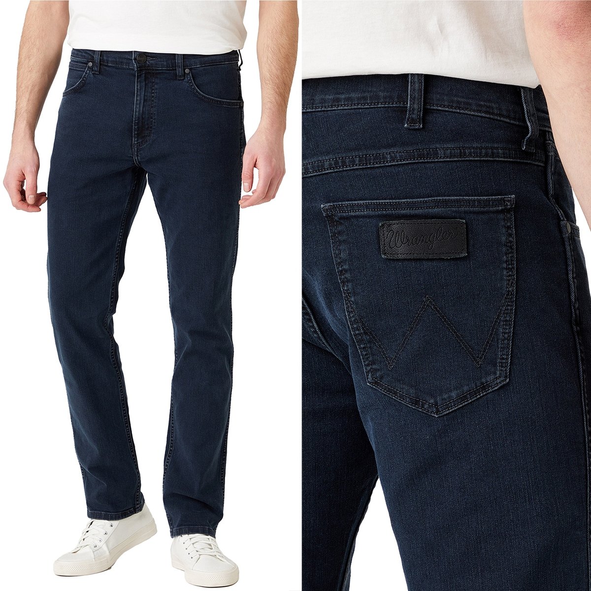 Wrangler GREENSBORO Iron Blue PROSTE GRANATOWE SPODNIE JEANSOWE W31 L30