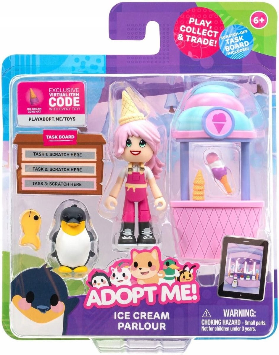 ADOPT ME Ice Cream Roblox Zestaw Figurek Sprzedawca Lodów Elsa + KOD Do Gry