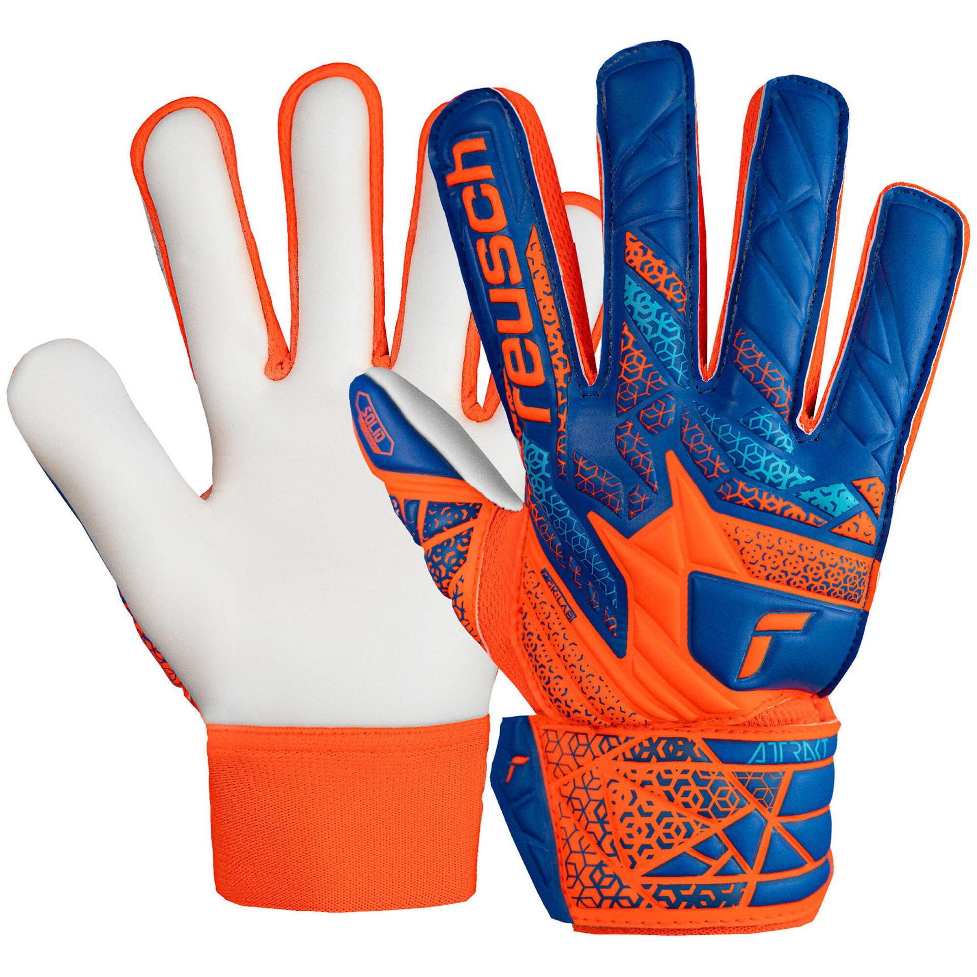Rękawice bramkarskie Reusch Attrakt Starter Solid Finger Support Junior pomarańczowo-niebieskie 5472511 2290 - 8
