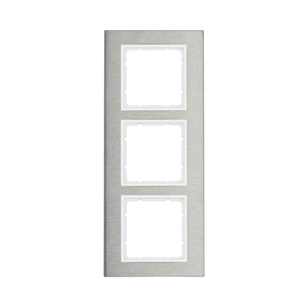 Berker Ramka potrójna potrójna pionowa B.7 - stal szlachetna/biały mat