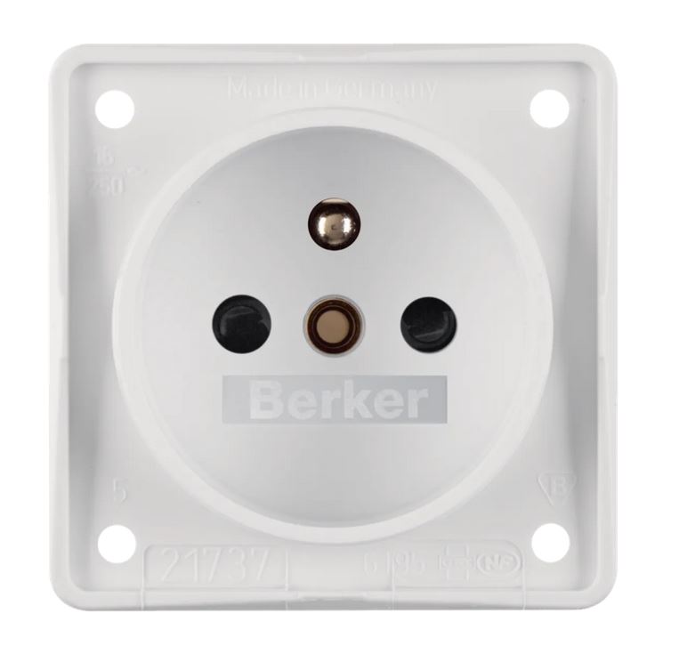 Hager Polo Integro Flow Gniazdo z/u z przesłonami styków biały mat 0961952502 0961952502