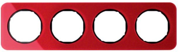 Berker Ramka potrójna poczwórna R.1 - czerwona, element wewnętrzny czarny