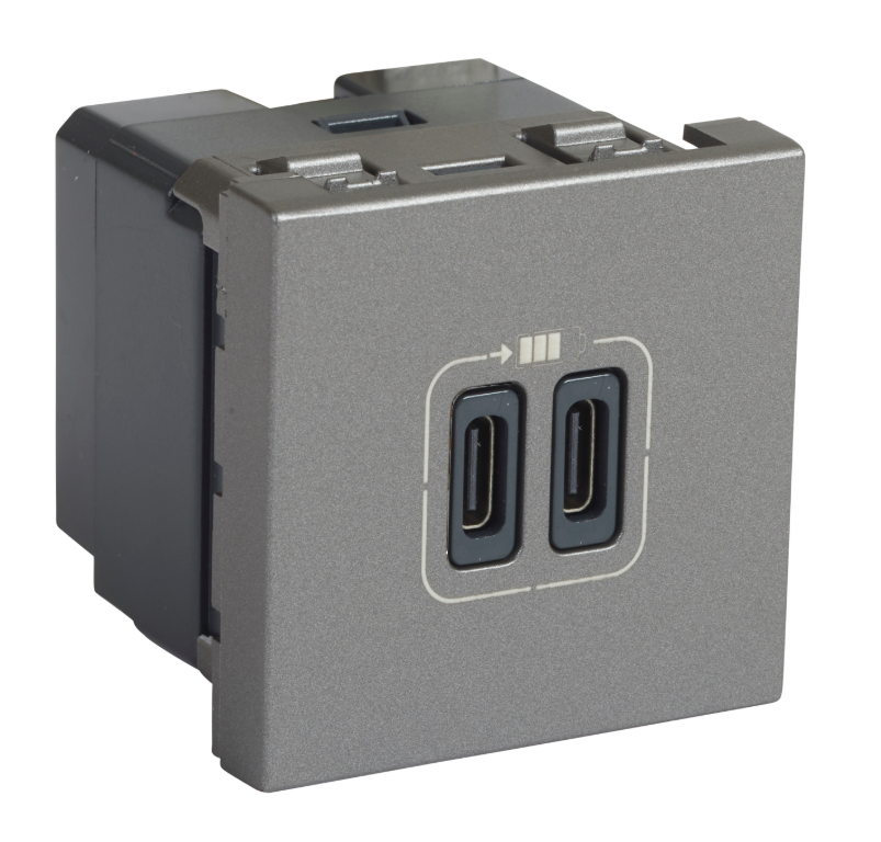 Legrand USB 2xtyp C Legrand Mosaic 2M - aluminium