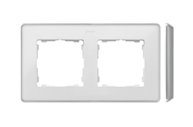 Kontakt Simon Ramka 2-krotna SIMON 82 Detail SELECT metal - biały/aluminium