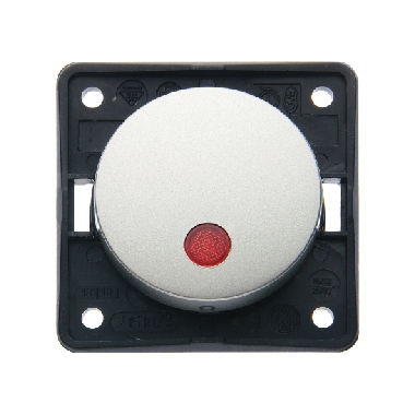 Berker Integro Flow Łącznik klawiszowy kontrolny z czerwoną soczewką, 2-biegunowy, stal szlachetna, lakierowany