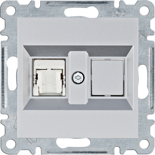 Hager Gniazdo komputerowe RJ45 kat. 6 FTP LUMINA - srebrny mat