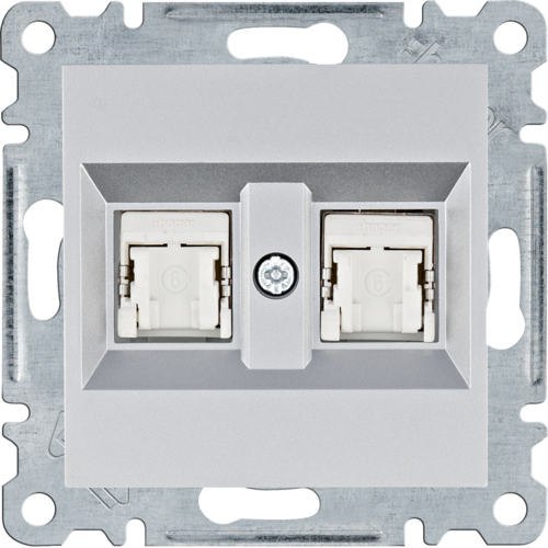 Hager Gniazdo komputerowe 2xRJ45 kat. 6 FTP LUMINA - srebrny mat