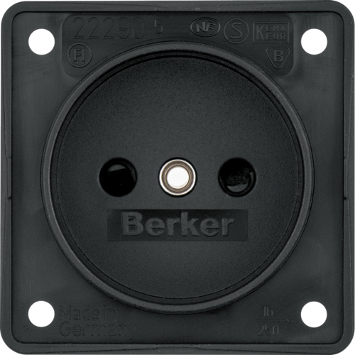 Berker Integro Flow Berker Gniazdo bez uziemieniaz podwyższona ochroną styków, mechanizm, czarny, mat