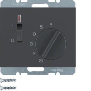 Hager polo K.1 Regulator temperatury pomieszczenia 24V z zestykiem zwierny elementem centralnym i łącznikiem antracyt mat 20317106 20317106