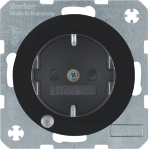 Berker R.1/R.3 Berker Gniazdo SCHUKO z diodą kontrolną LED czarny, połysk