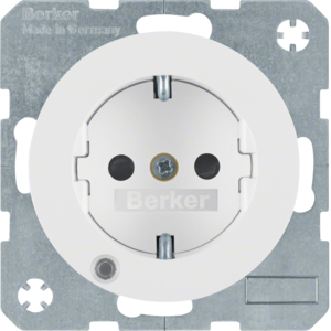 Berker R.1/R.3 Berker Gniazdo SCHUKO z diodą kontrolną LED biały, połysk