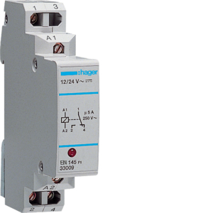 Hager Przekaźnik komunikacyjny z diodą LED 12-24VAC/DC 1NO/NC 5A