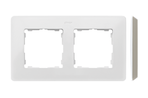 Kontakt Simon Ramka 2-krotna SIMON 82 Detail ORIGINAL mono - biały/szary ciepły