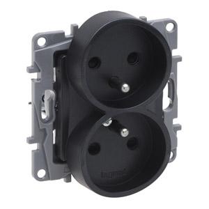 Legendar Gniazdo podwójne z/u z przesłoną 2x 2P+Z NILOE Selection - antracyt