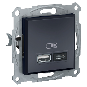 Schneider USB A+C Asfora z ramką - antracyt