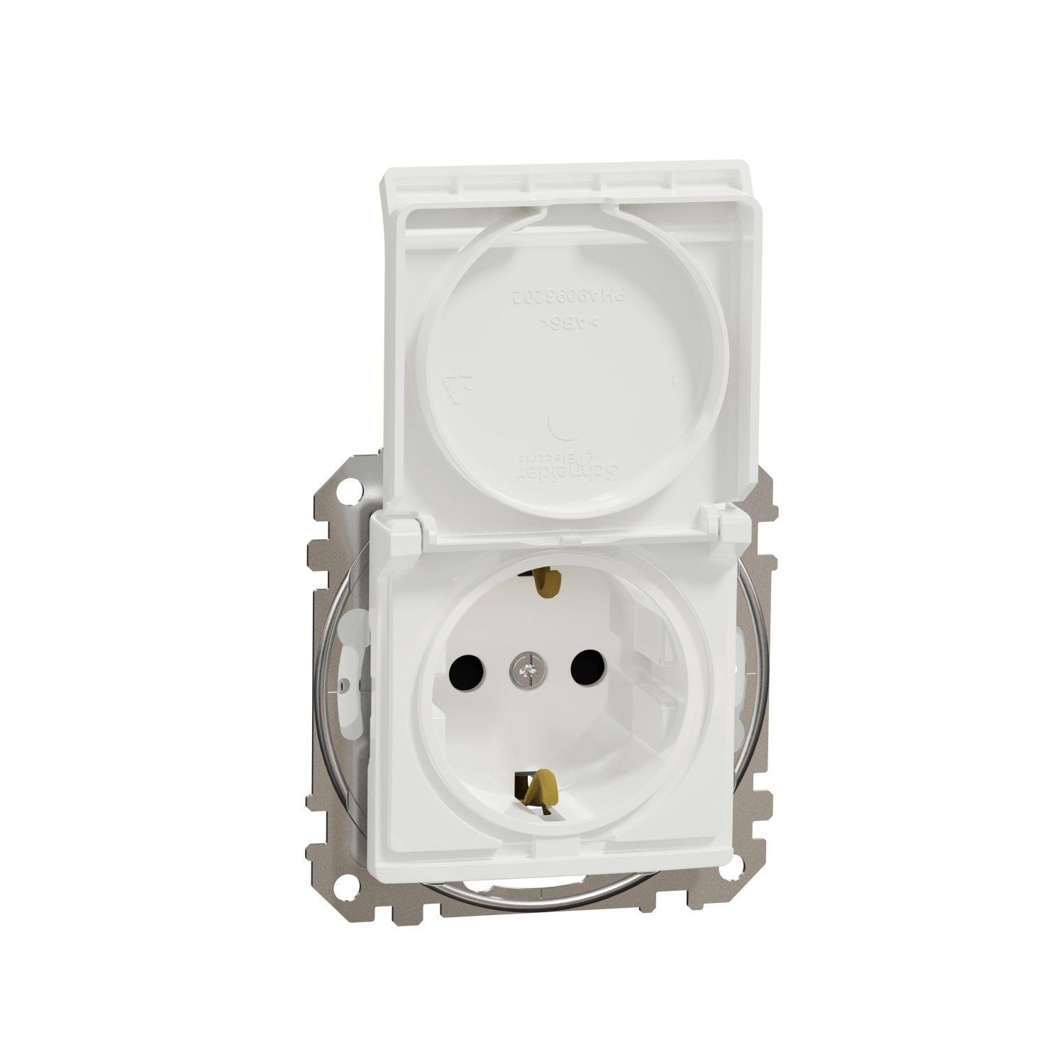 Schneider Gniazdo z klapką w standardzie schuko IP44 SEDNA Design & Elements biały