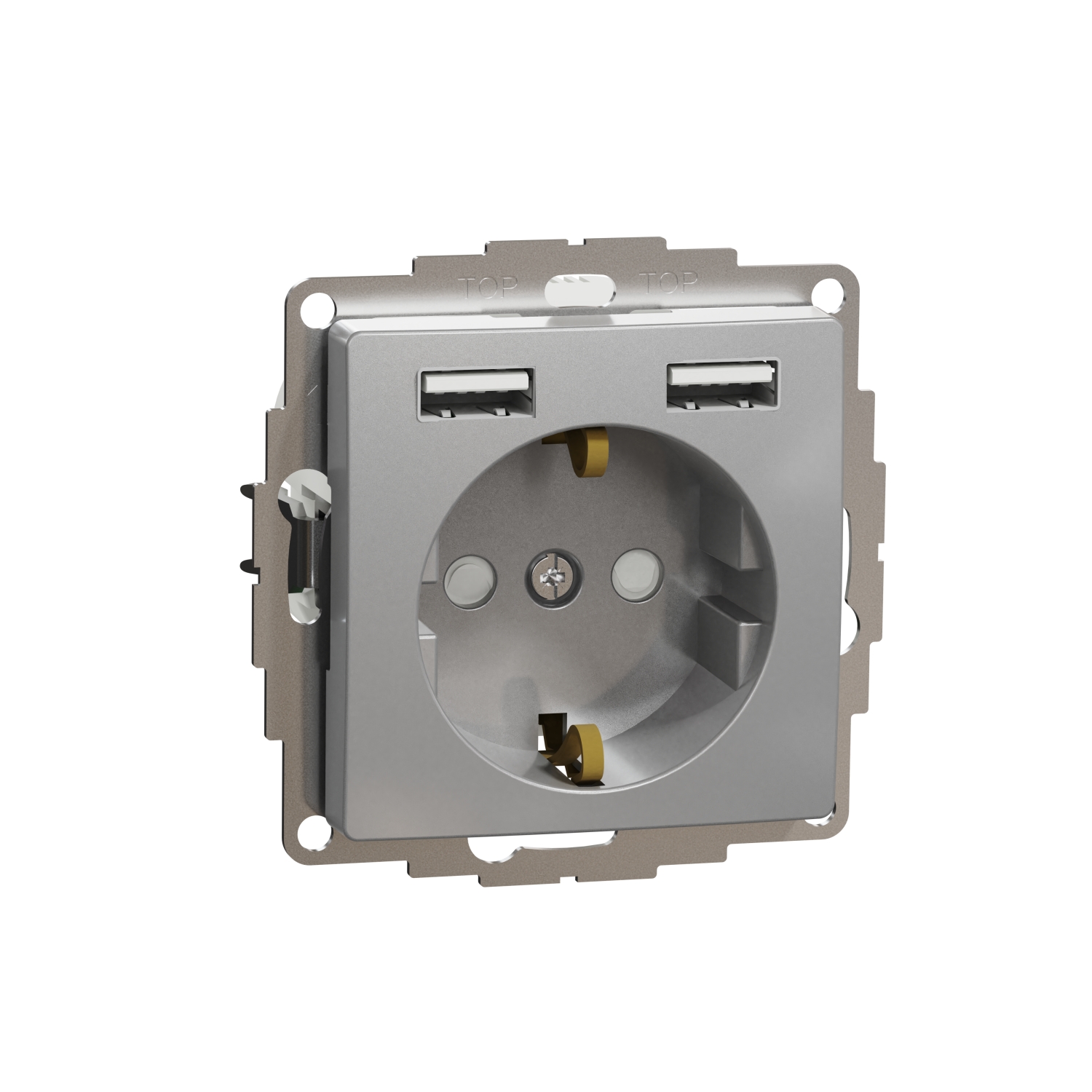 Schneider schuko USB A+A SEDNA Design & Elements srebrne aluminium