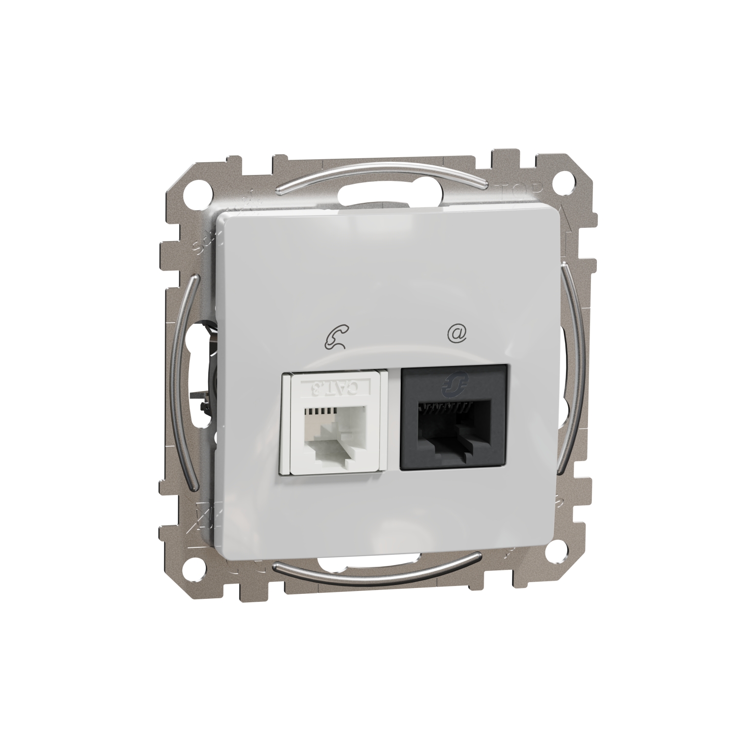 Schneider Gniazdo internetowo-telefoniczne (RJ45 kat.6 UTP + RJ11) SEDNA Design & Elements srebrne aluminium