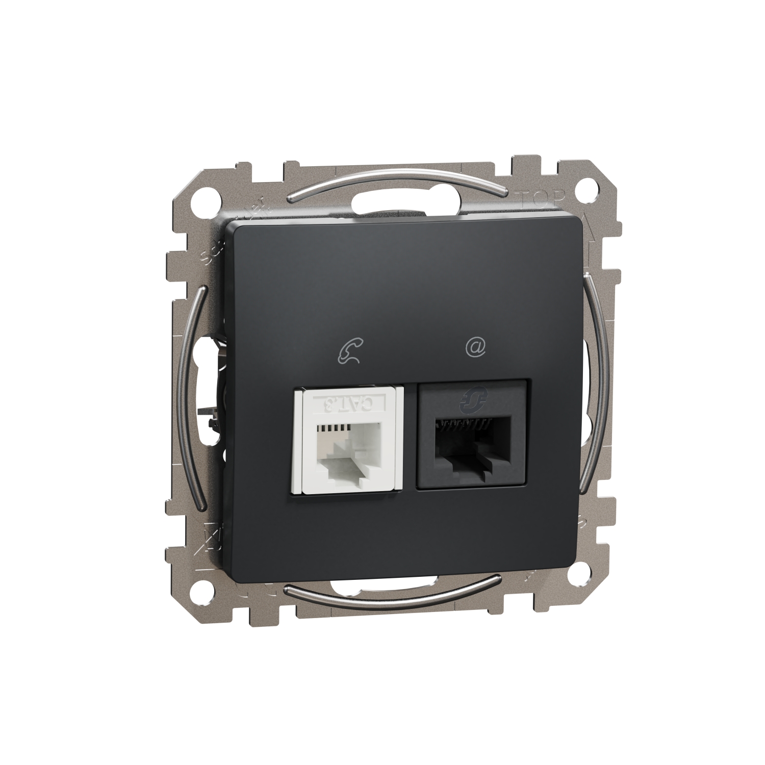 Schneider Gniazdo internetowo-telefoniczne (RJ45 kat.6 UTP + RJ11) SEDNA Design & Elements antracyt