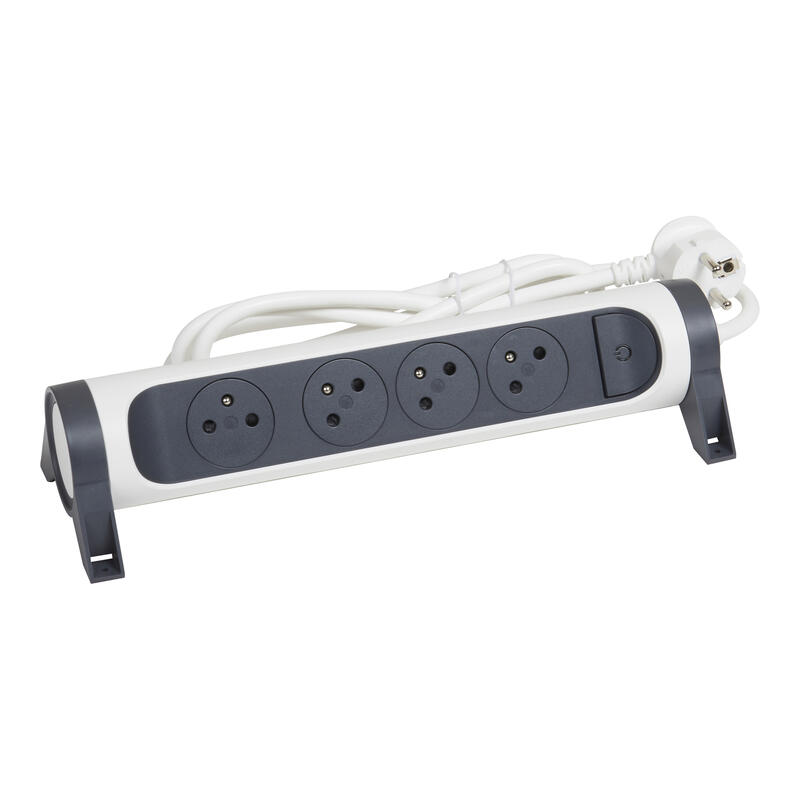 Przedłużacz 4x230V z wyłącznikiem, przewód 3 m LEGRAND biały, grafit