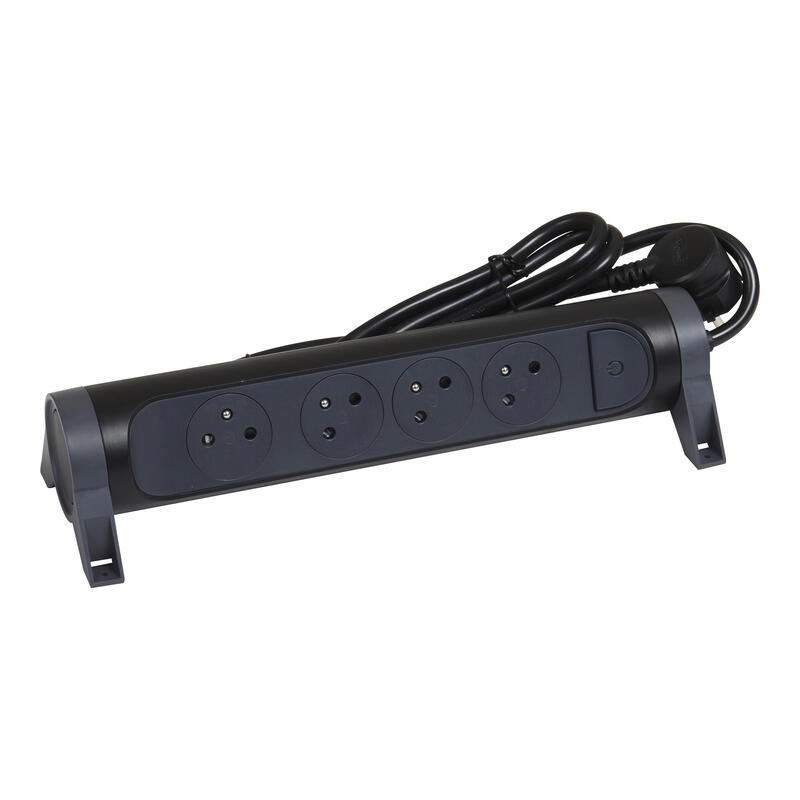 Przedłużacz obrotowy 4x230V z wyłącznikiem, przewód 3 m LEGRAND czarny, grafit