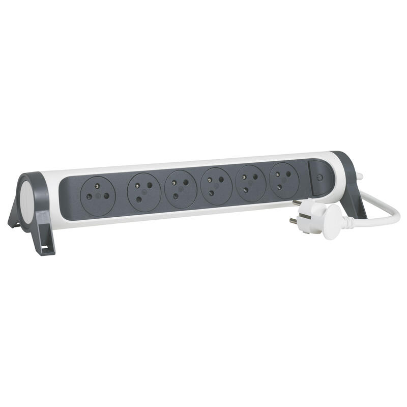 Przedłużacz 6x230V z wyłącznikiem, przewód 3m LEGRAND biały, grafit