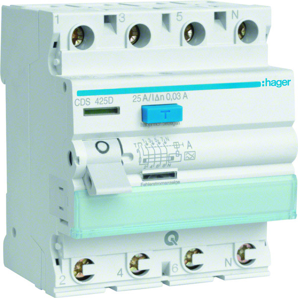 RCCB Wyłącznik różnicowoprądowy 3P+N 25A/30mA Typ A QuickConnect