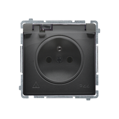 Kontakt Simon Gniazdo bryz. IP44 z/u z przesłoną torów BASIC - czarny mat