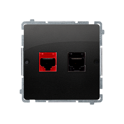Kontakt Simon Gniazdo komp. RJ45 kat.5e + tel. RJ12 BASIC - czarny mat