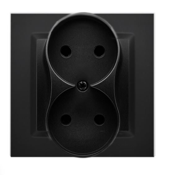Kontakt Simon Gniazdo podwójne BEZ uziemienia monoblok SIMON 10 - czarny mat