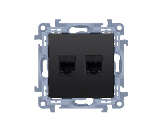 Kontakt Simon Gniazdo komp. RJ45 kat.6 + telef. RJ12 SIMON 10 czarny mat