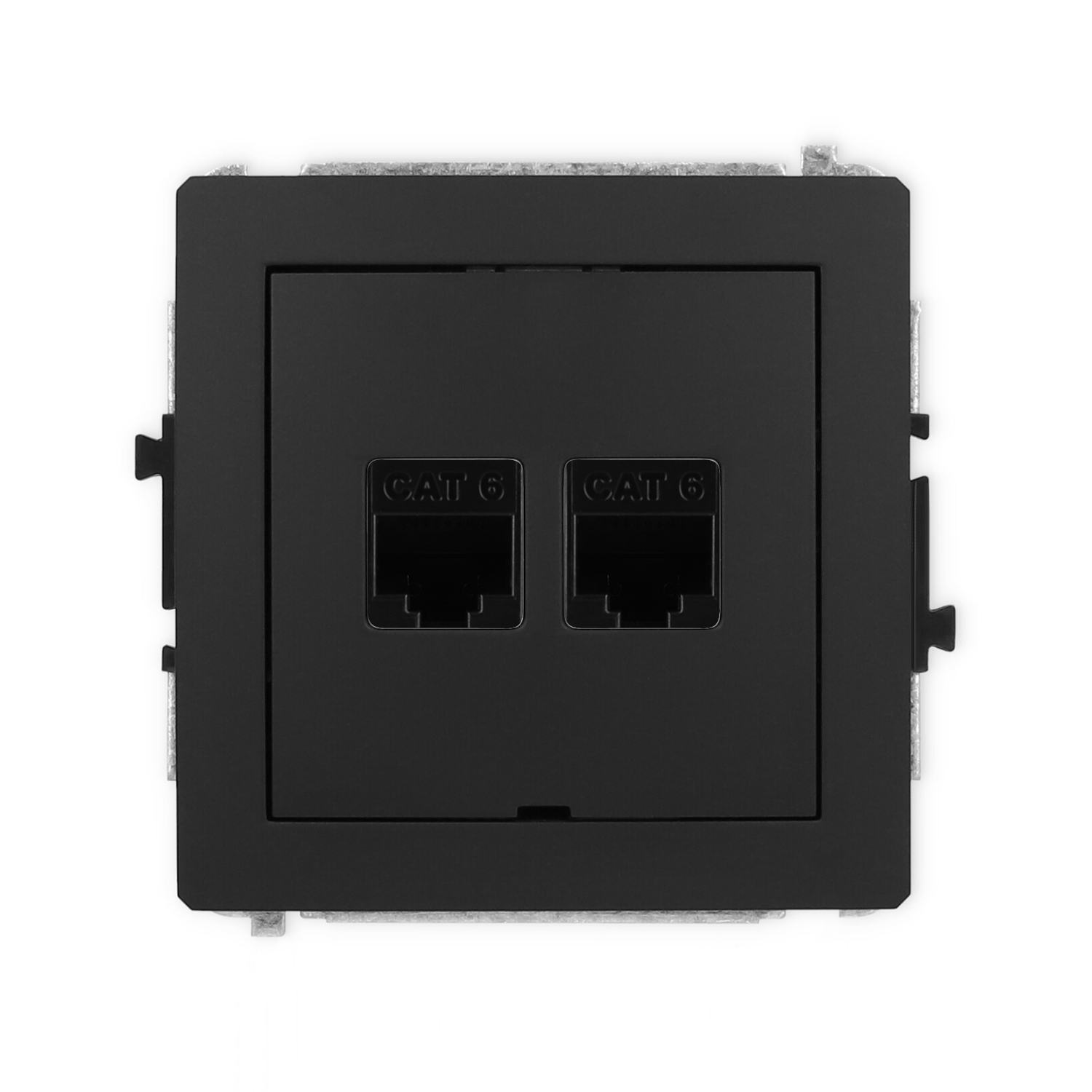 Karlik Gniazdo komputerowe 2xRJ45 kat.6 bez pola opisowego DECO - czarny mat