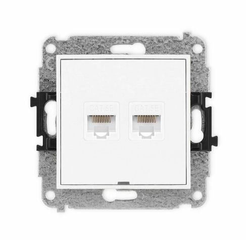 Karlik Gniazdo komputerowe 2xRJ45, kat. 5e MINI - biały