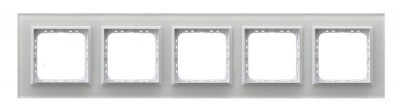 Ospel Ramka  pięciokrotna SONATA szkło 4mm - biały/biała
