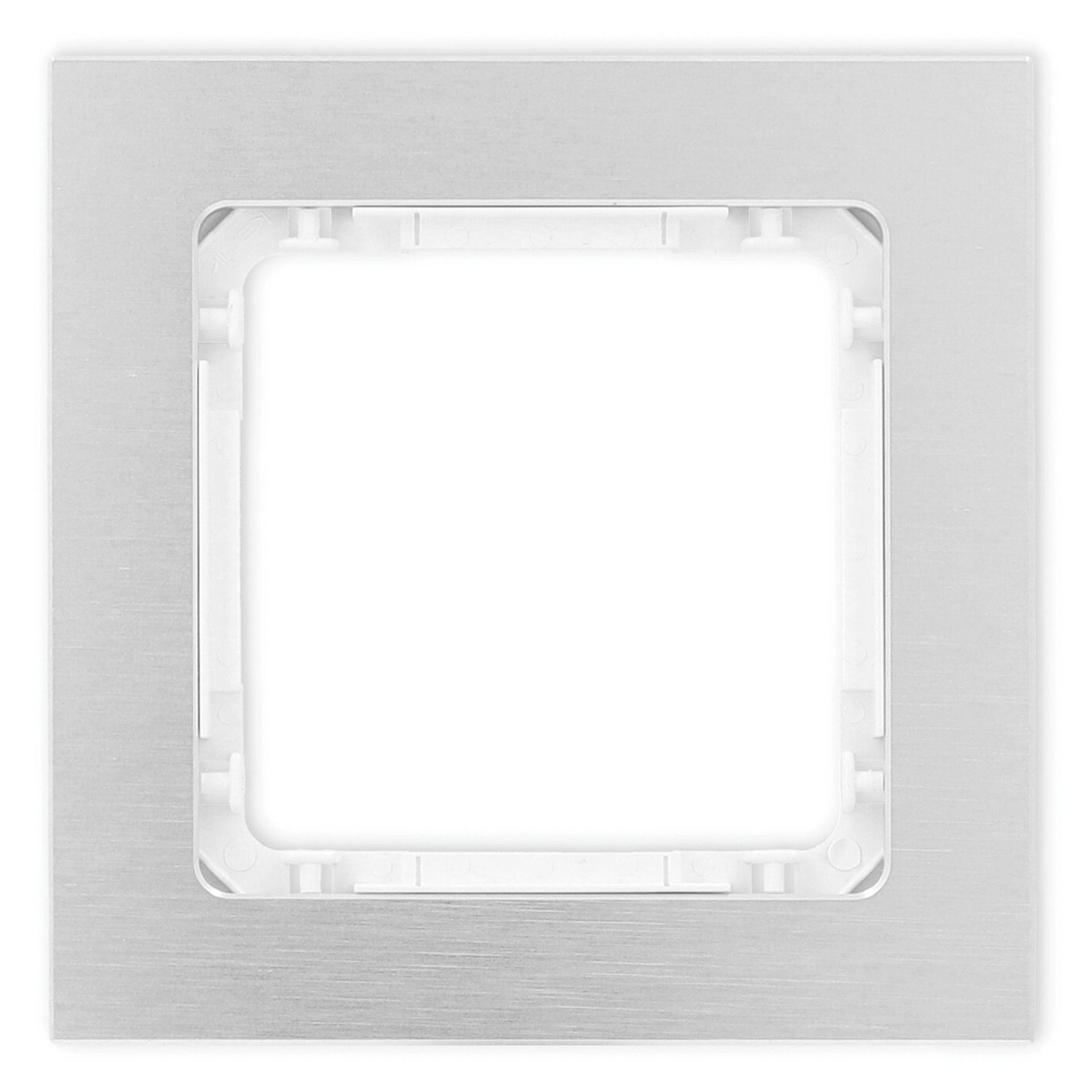 Karlik Ramka pojedyncza Deco metal - aluminium szczotkowane, biały