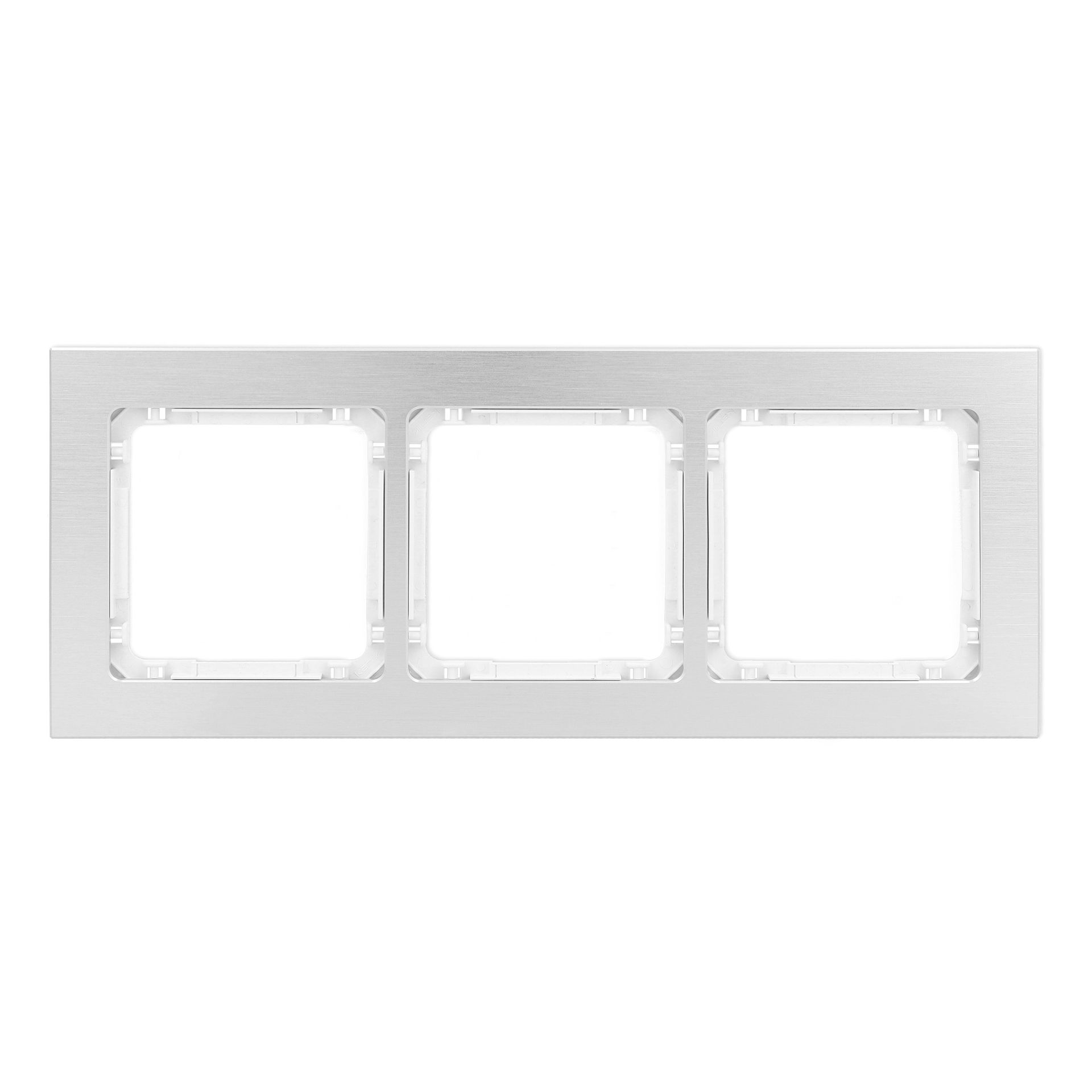 Karlik Ramka potrójna Deco metal - aluminium szczotkowane, biały
