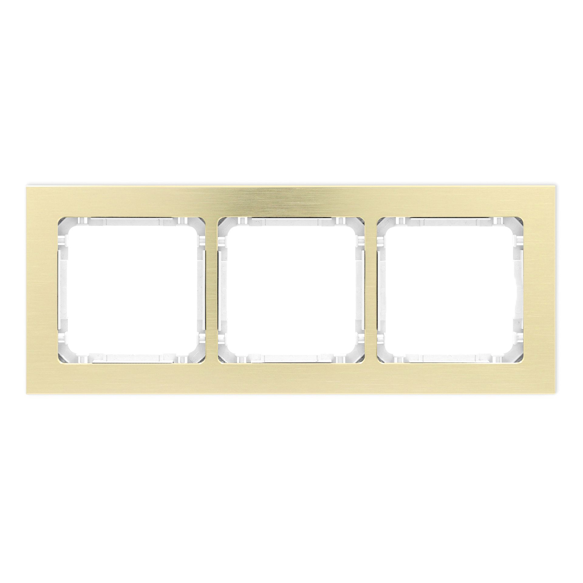 Karlik Ramka potrójna Deco metal - mosiądz szczotkowane, biały