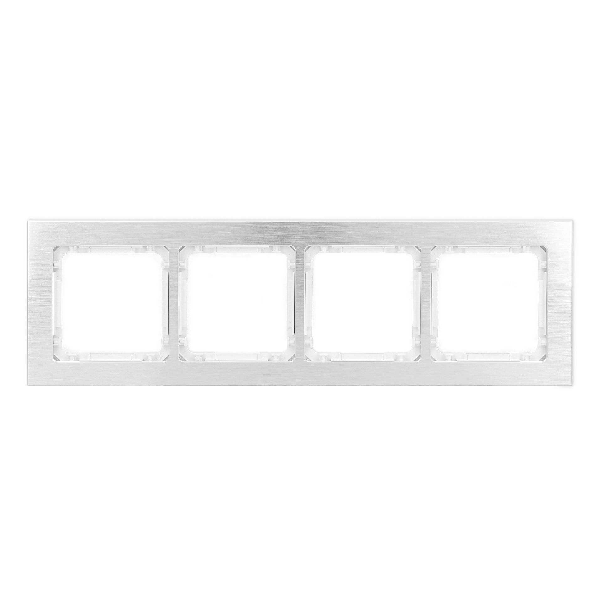 Karlik Ramka poczwórna Deco metal - aluminium szczotkowane, biały