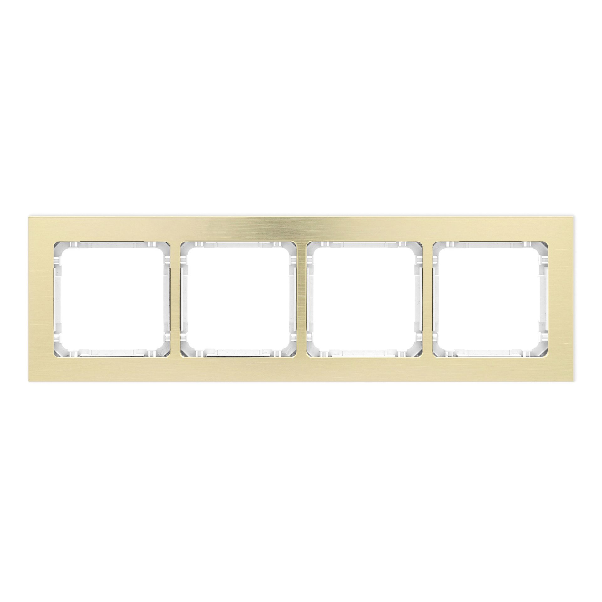 Karlik Ramka poczwórna Deco metal - mosiądz szczotkowany, biały