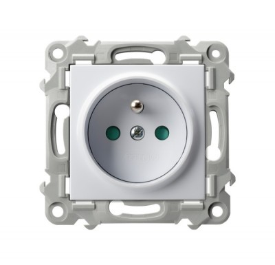 Ospel Gniazdo pojedyncze z/u ochrona styków SZAFIR - biały