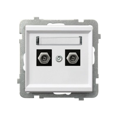 Ospel Gniazdo antenowe typu F podwójne SONATA - biały mat