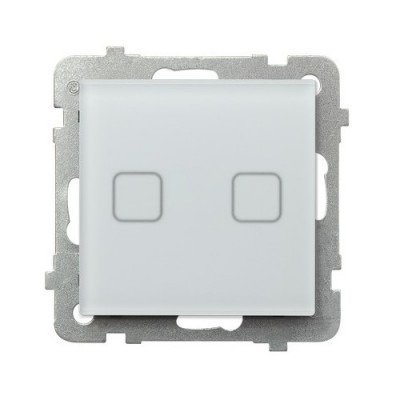 Wyłącznik dotykowy podwójny schodowy / krzyżowy SONATA Touch - białe szkło mrożone