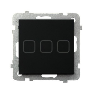 Wyłącznik dotykowy potrójny SONATA Touch - czarne szkło mrożone