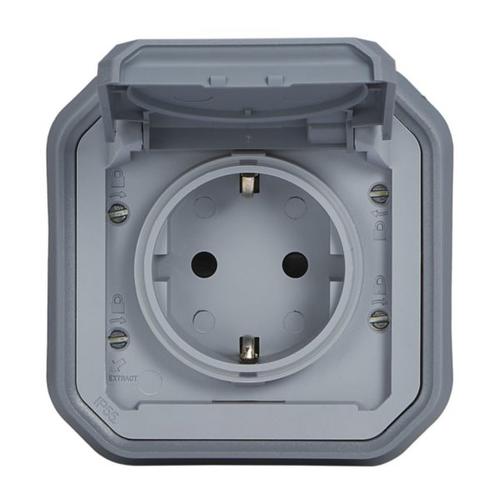 Legendar Gniazdo hermetyczne schuko podtynkowe kompletne nowe PLEXO IP55 - szary