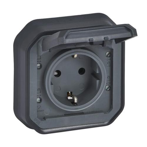 Legendar Gniazdo hermetyczne schuko podtynkowe kompletne nowe PLEXO IP55 - antracyt