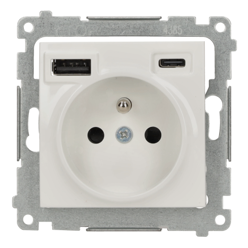 Kontakt Simon Gniazdo z ładowarką USB A+C SIMON 54 - biały