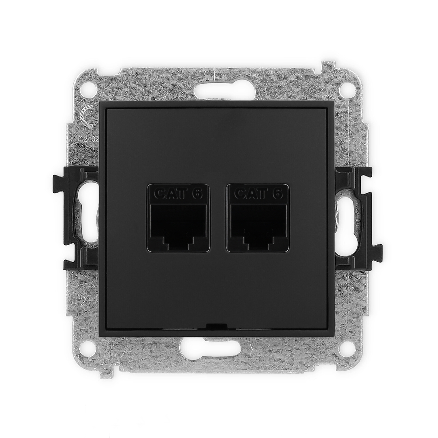 Karlik Gniazdo komputerowe 2xRJ45 kat. 6 ICON - czarny mat